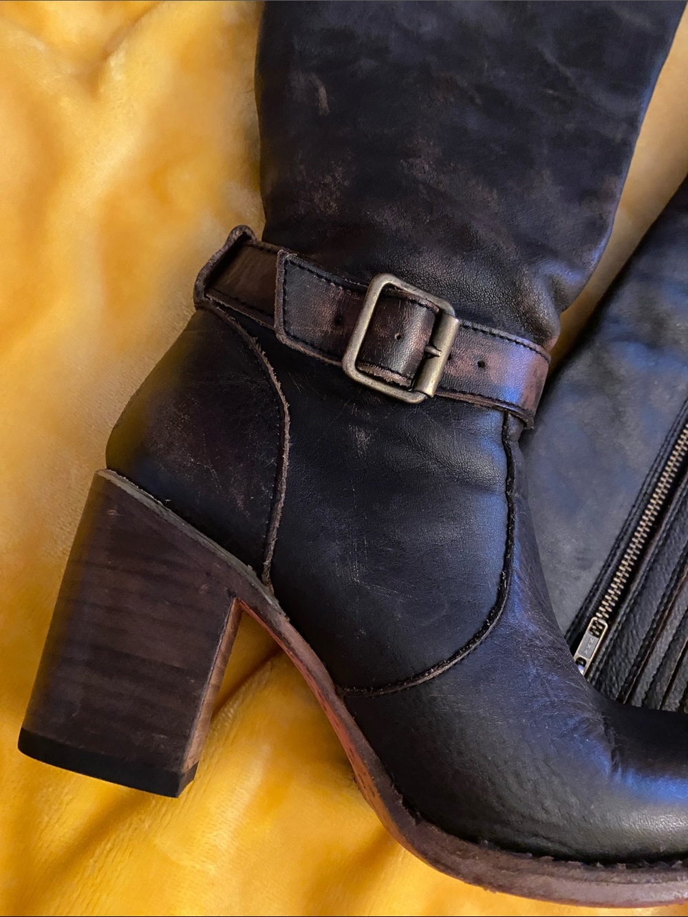 FreeBird Holland Knee High Vintage Distressed Heel Boot Boho Western Rodeo Sz 7 - Picture 3 of 12